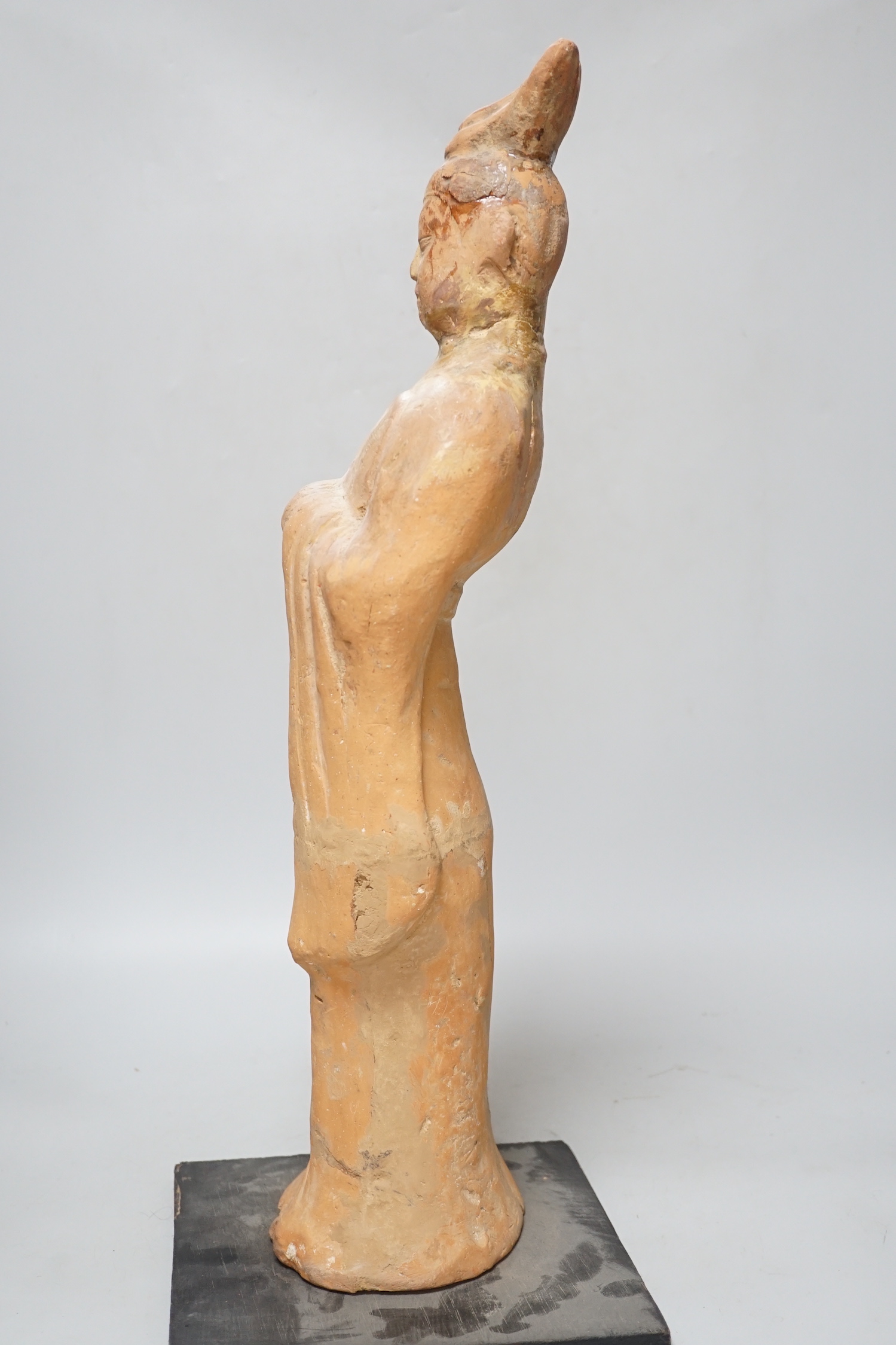 A large Chinese terracotta figure, Tang style, 55cm